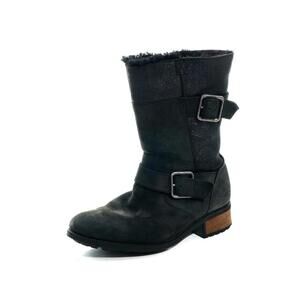 Ugg Oregon Buckle Boots Leather Black Women's Sz 7 Shoes